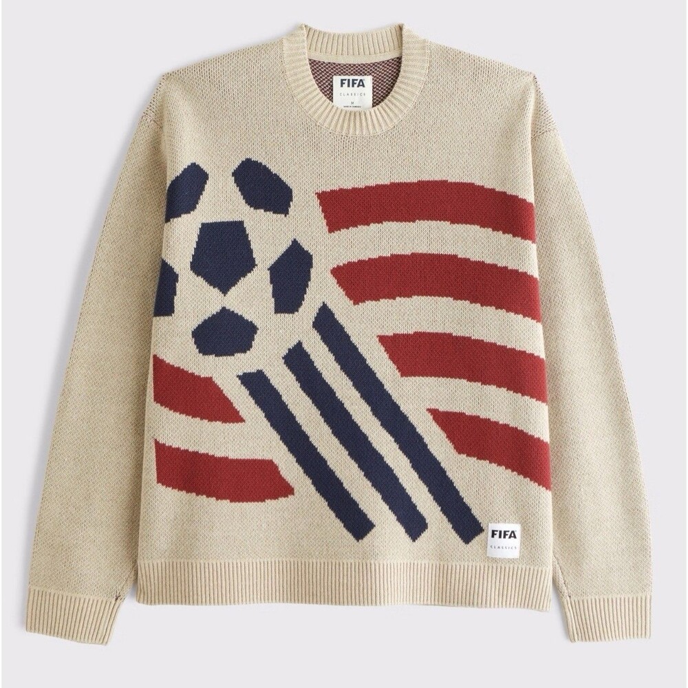 Abercrombie Fitch x FIFA World Cup Sz L USA Soccer Football US Flag Sweater 2026